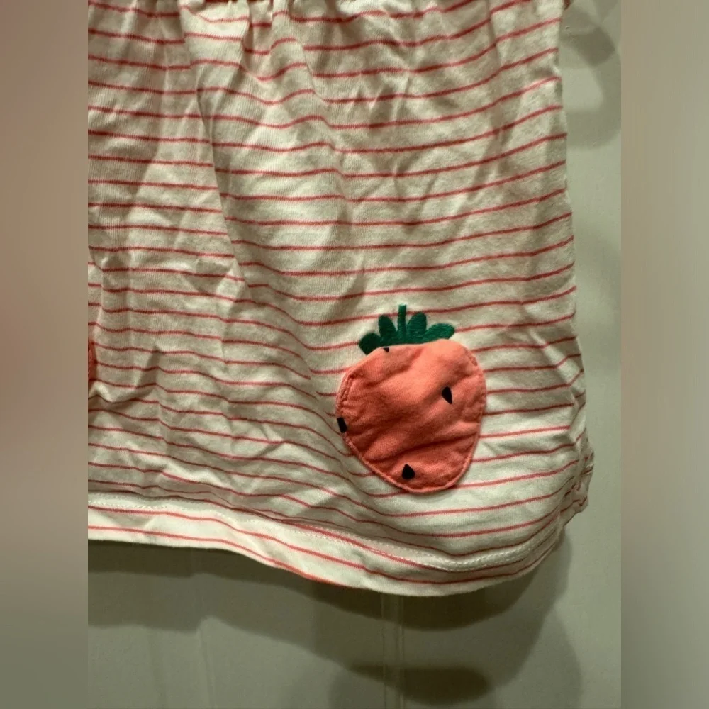 Carter’s 18M Pink & White Striped Girls Strawberry Short Sleeve Top Blouse